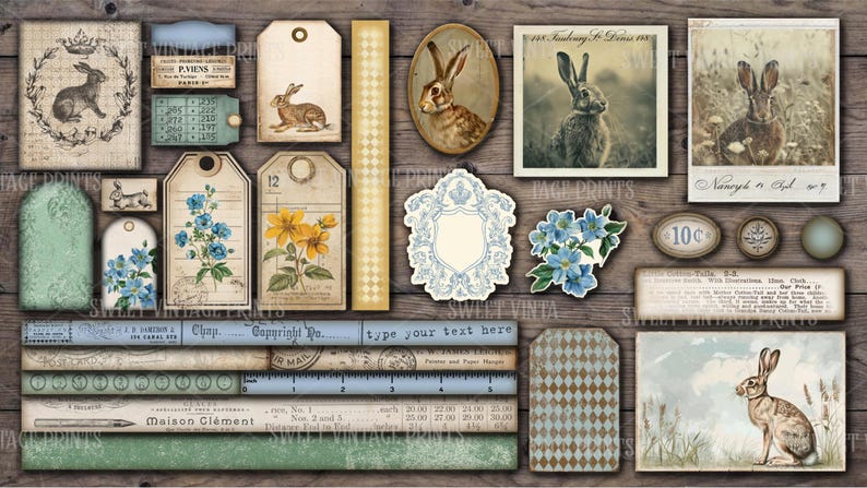 The Hare Junk Journal Bundle | Vintage Spring Digital Paper Download ...