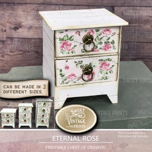 Cassettiera Shabby Rose stampabile / Mini cassettiera digitale da scaricare / Cassettiera Paperbox / etr