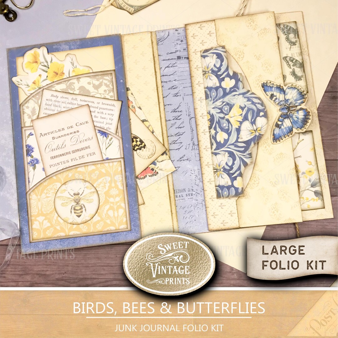 Birds, Bees & Butterflies Printable Folio Kit | Spring Junk Journal ...