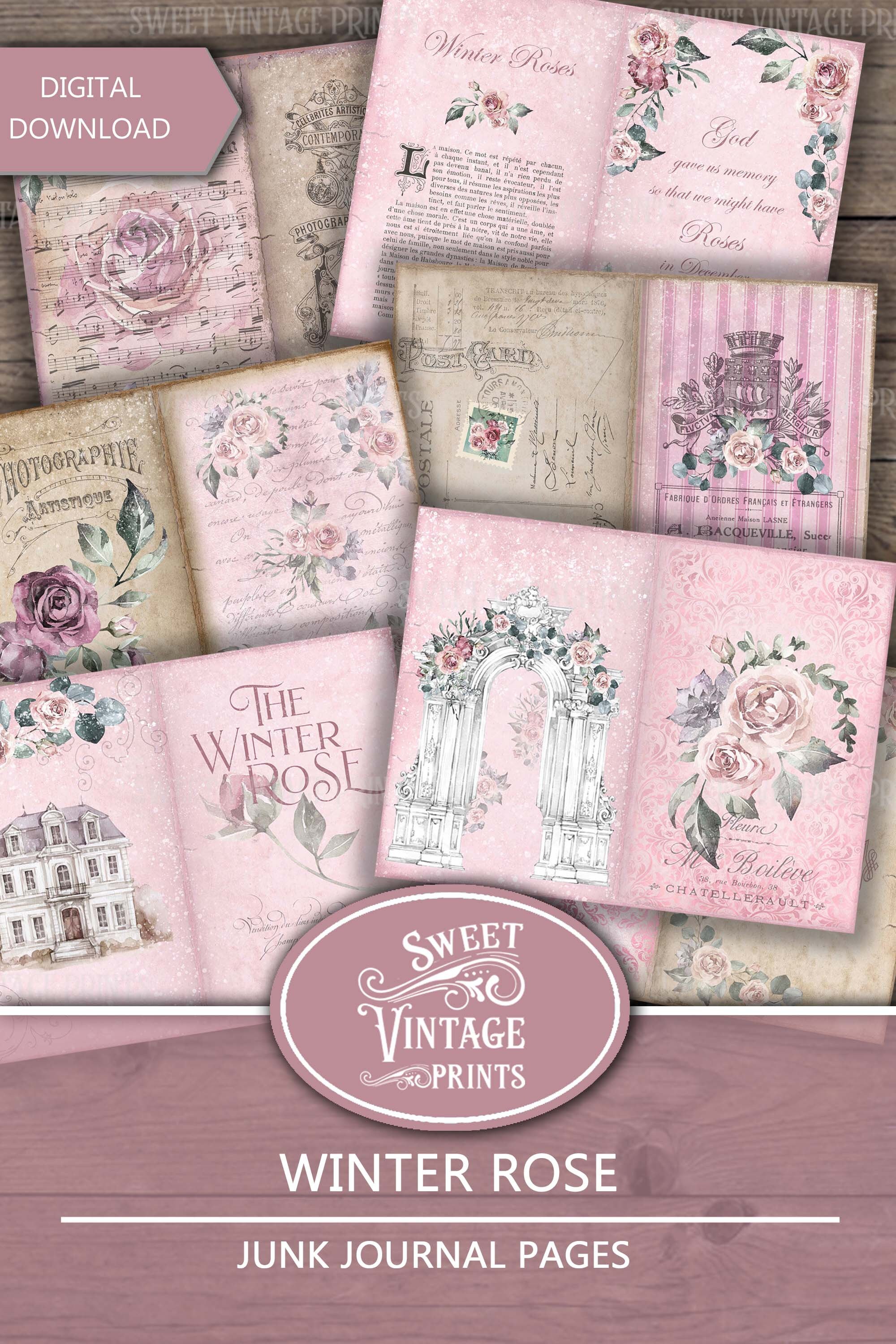 The Winter Rose Junk Journal BUNDLE, Winter Junk Journal, Rose Junk ...