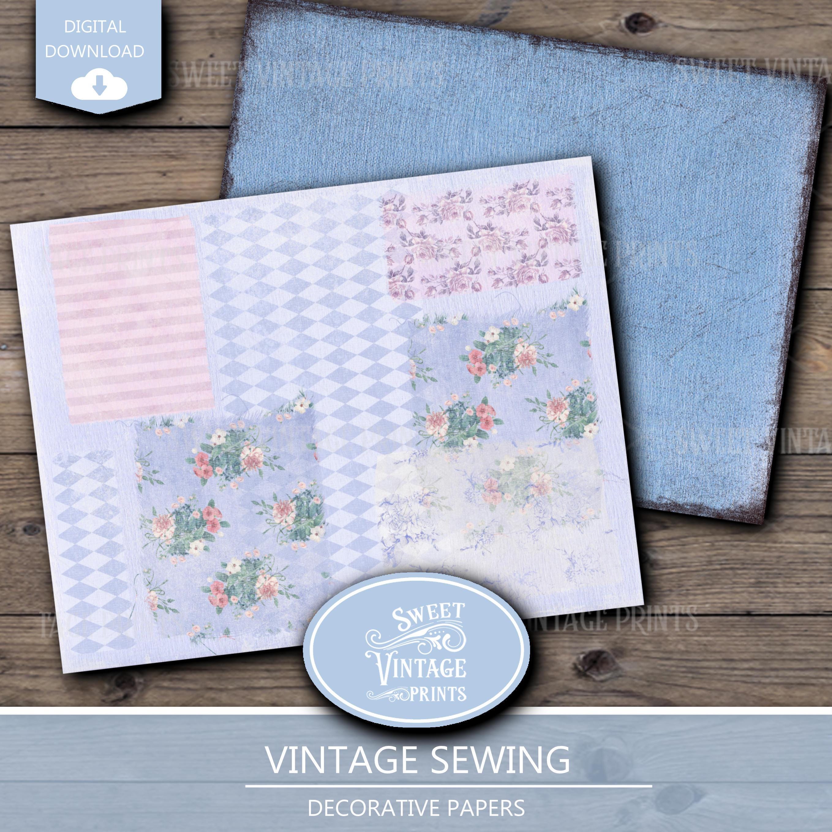 Vintage Sewing Junk Journal | Printable Fabric Scrapbook Paper Pack ...