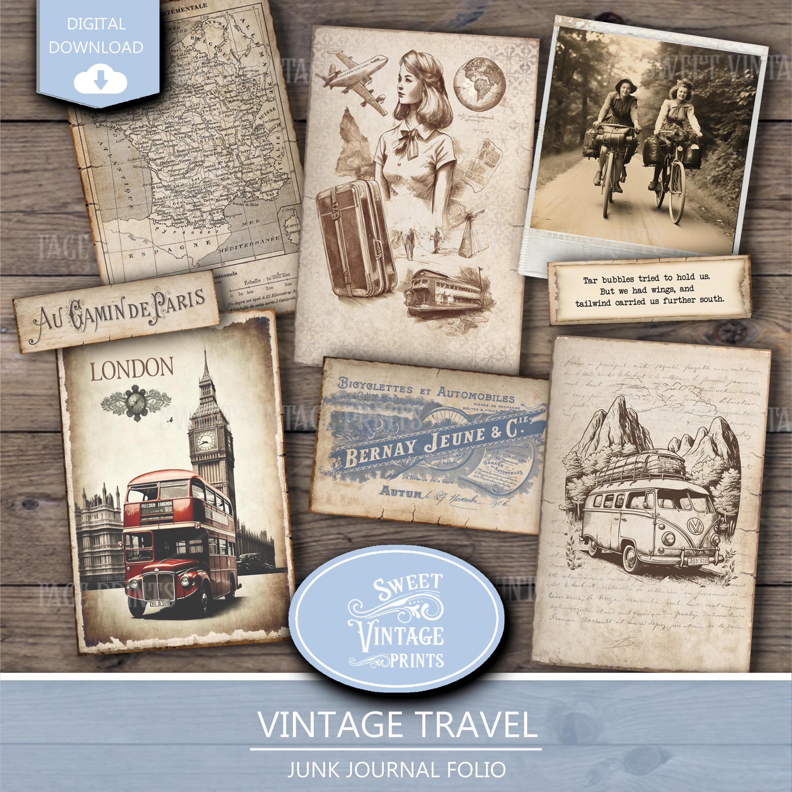 Junk Journal Folio Kit Vintage Travel, Vintage Travel Printable Folio ...