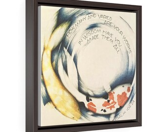 Scripture Print on Canvas, Framed,  Koi Fish - Psalm 104:24 "How many and varied are Your words. In wisdom have You made them all.