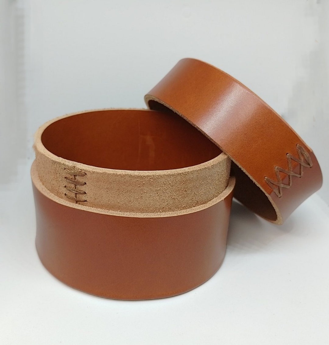 Leather Jewelry Boxes Round Leather Box Gift Box Etsy