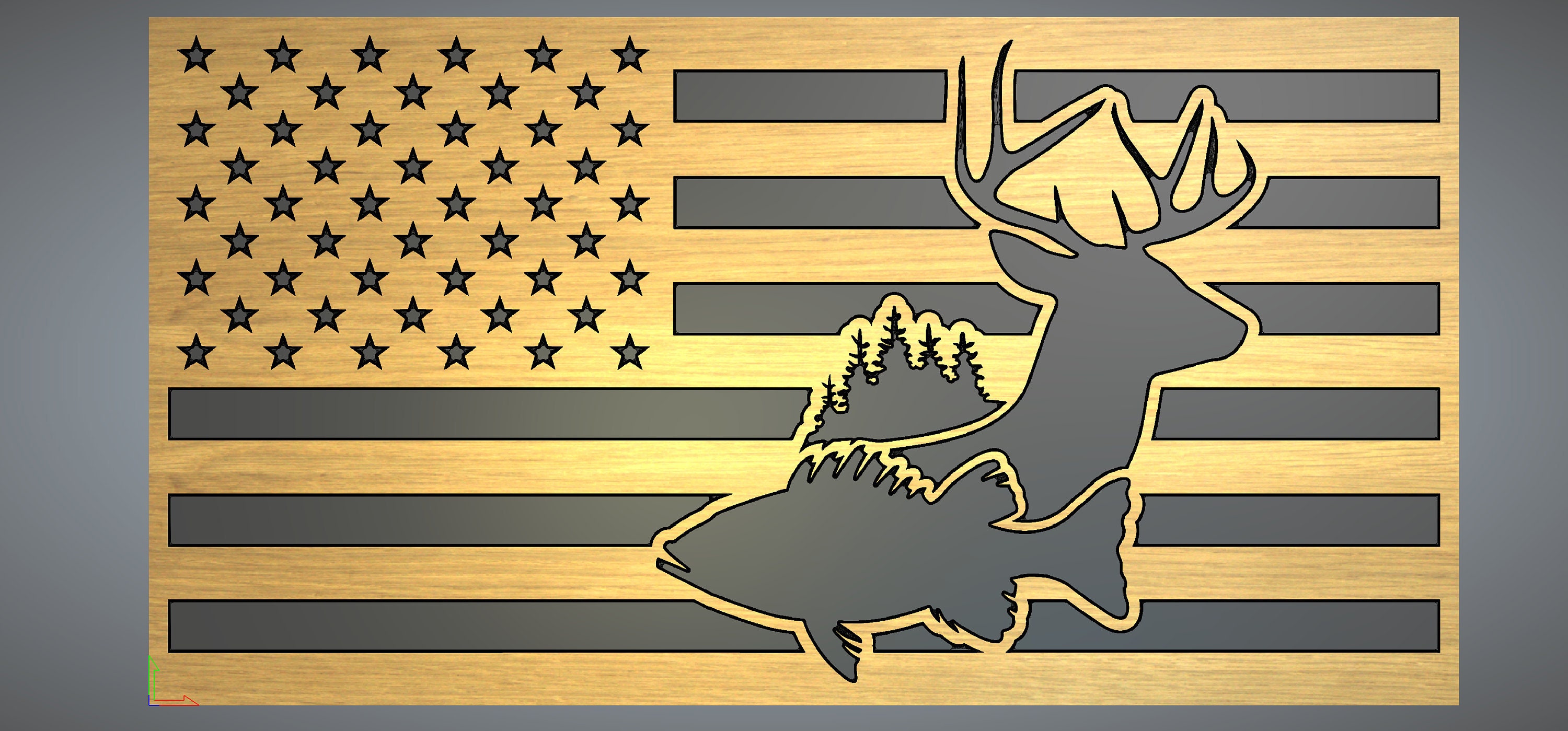 Deer and Fish Flag SVG  Etsy