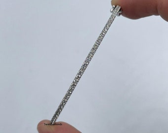 Pulsera de diamantes de oro blanco de 18 k, brazalete de diamantes cultivados en laboratorio de talla redonda de 2,50 mm, brazalete de diamantes con engaste pavé, brazalete minimalista para uso diario.