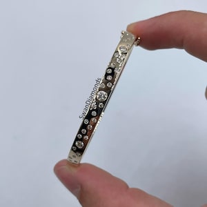 18K Yellow Gold Wedding Bangle, Flush Set Round Cut Lab Grown Diamond Bangle, Cluster Diamond Bangle, Half Eternity Bangle, Anniversary Gift