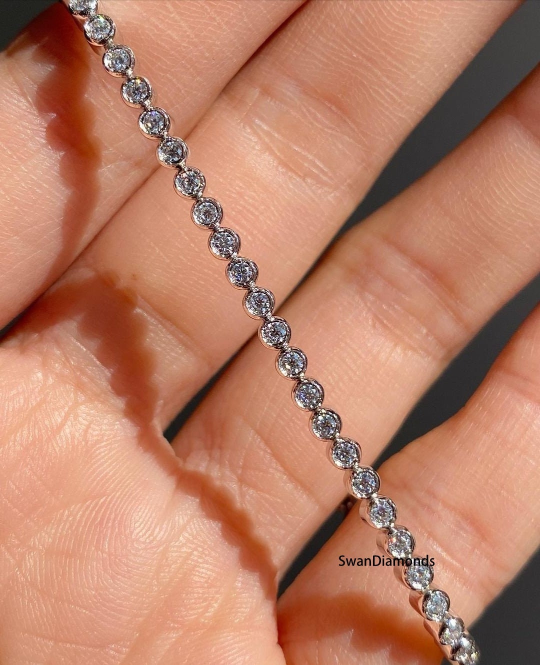 Tennis Bracelet 14K Gold Tennis Bracelet Moissanite Tennis Etsy UK