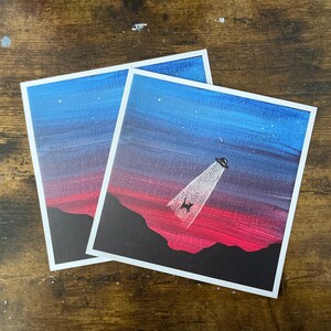 Cat Alien Abduction Print 8x8
