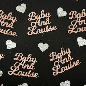 Confettis pour bébé OU 2 à 3 mots texte personnalisé noms personnalisés toutes les occasions baby shower siroter et voir le sexe révéler fête garçon ou fille