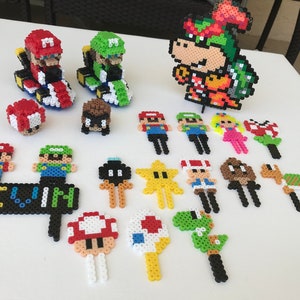 18 pcs Mario Cart Kart Racing Inspired Birthday Cake Toppers Luigi Mushroom Yoshi Custom Name Cupcakes Decorations Puzzles Desk Room Decor