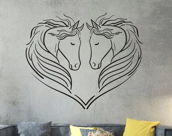 Horses Couple Love Wall Decal Beautiful Horse Vinyl Wall Decal Animal Living Room Bedroom Home Interior Stickers Mural Wall Art Vinyl Decor