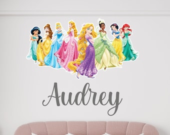 Disney Prinzessinnen Vinyl Aufkleber Wandkunst Aufkleber 8 Charakter Auswahl 