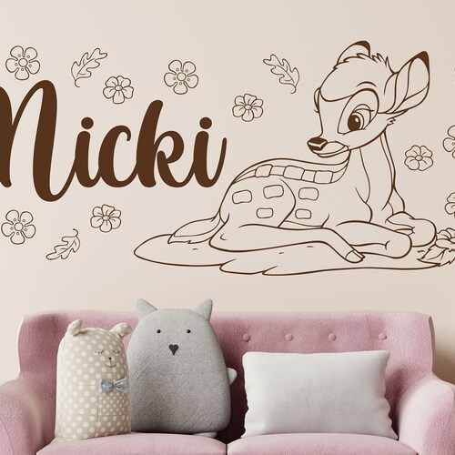 Bambi Wall Decal Personalized Baby Name Poster Custom Sign Etsy
