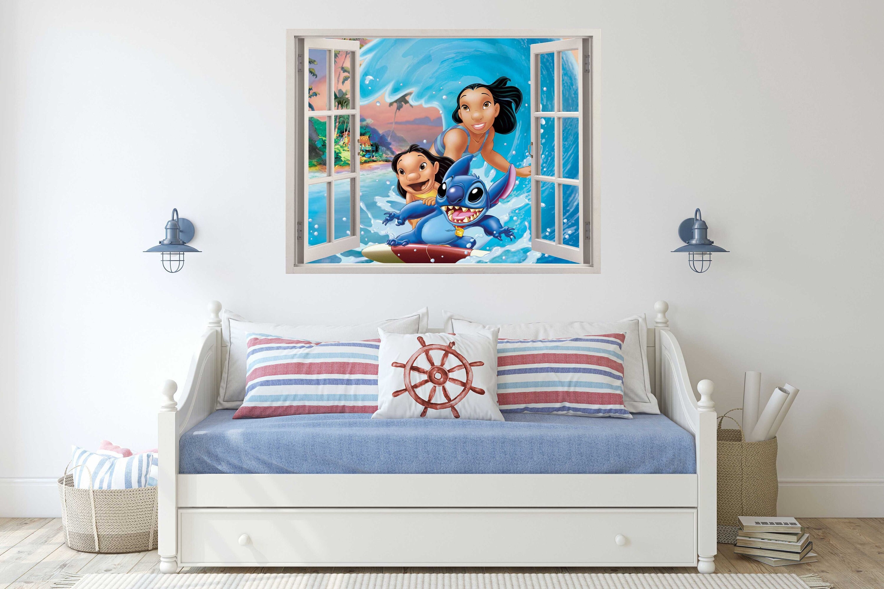 Lilo & Stitch Disney Woven Self-Adhesive Removable Wallpaper Modern Mu 