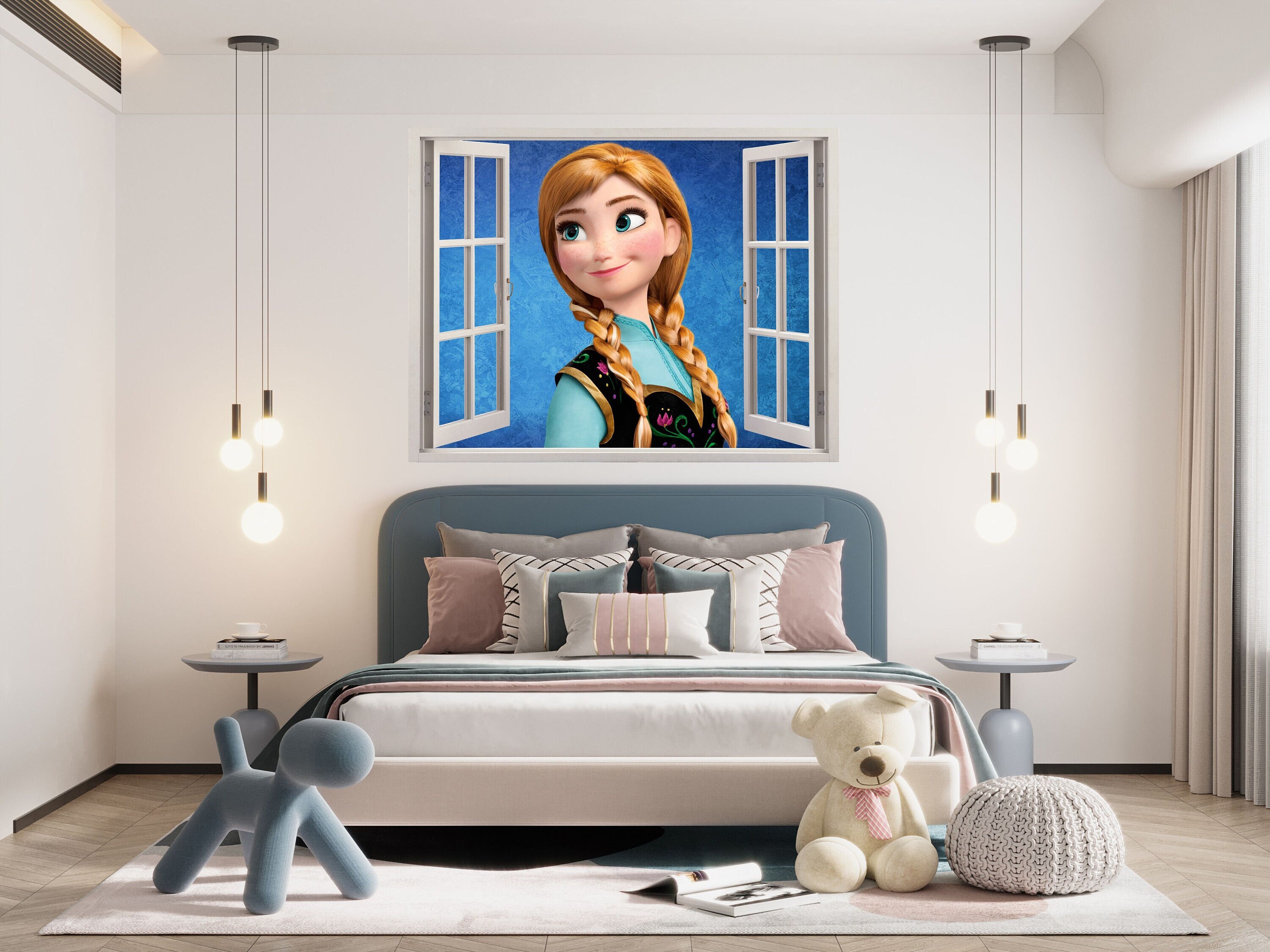Frozen Anna Elsa 3D Wallpaper Decal, Disney Princess Window View Wall Art,  Pixar Movie Vinyl, Wall Decoration Kid's Room, Room Mural Sticker - Etsy, image size:3000x2250