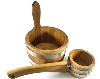 Cubo y cucharón para sauna, cubo de madera, kit personalizado para sauna, accesorios para sauna, regalo de madera, decoración para sauna, cubo de agua, regalo de madera, decoración de granja
