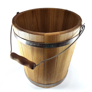 Hölzerne Massive Eiche Eimer 15L Bad Handwerk Liefert Handgemachtes Holz Geschenk für Vater Sauna Dusche Zubehör Weiß Kleine Eimer Bad Liebhaber Geschenk