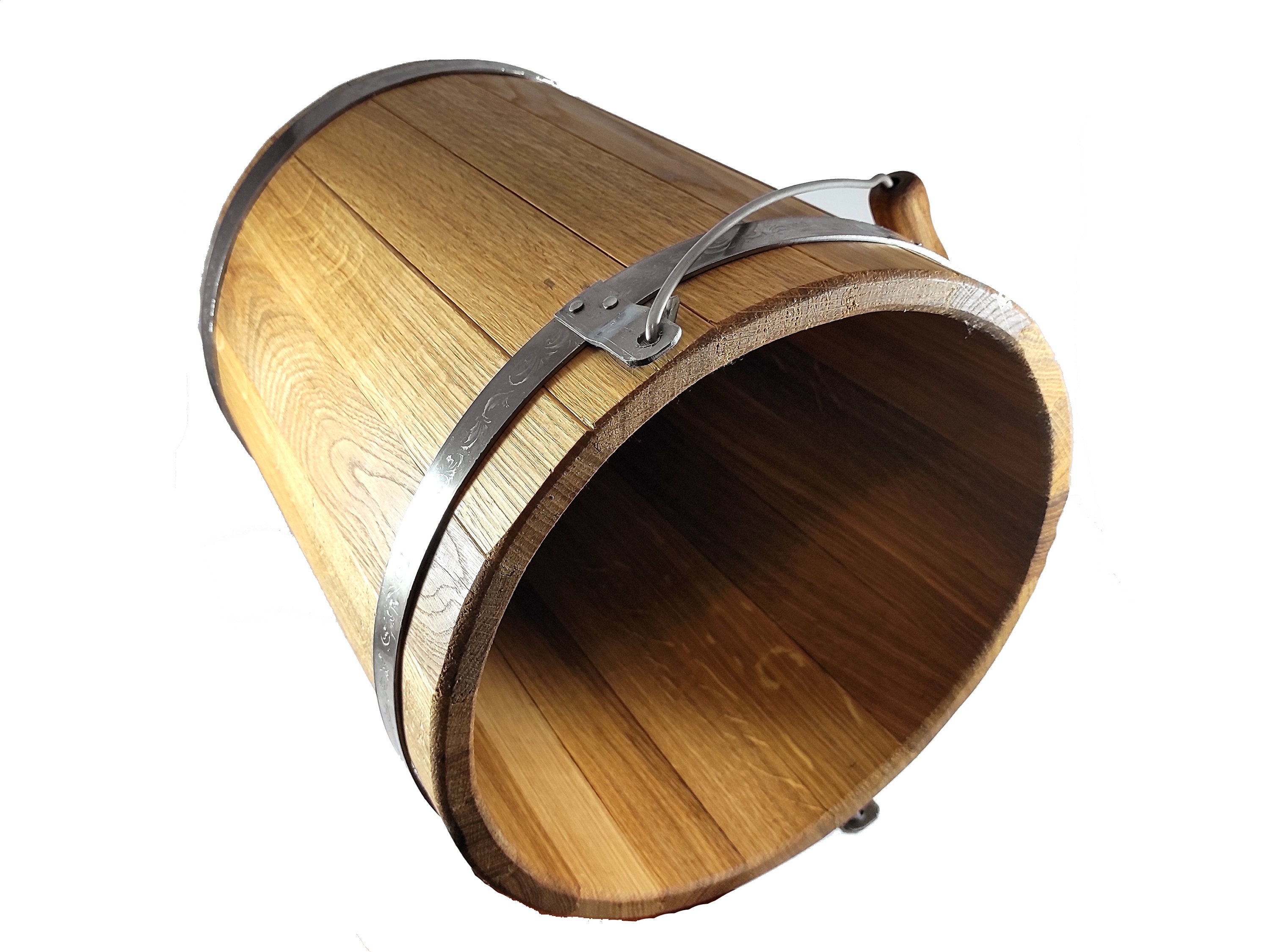Wooden Solid Oak Bucket 15L Bath Crafting Supplies Handmade Wood