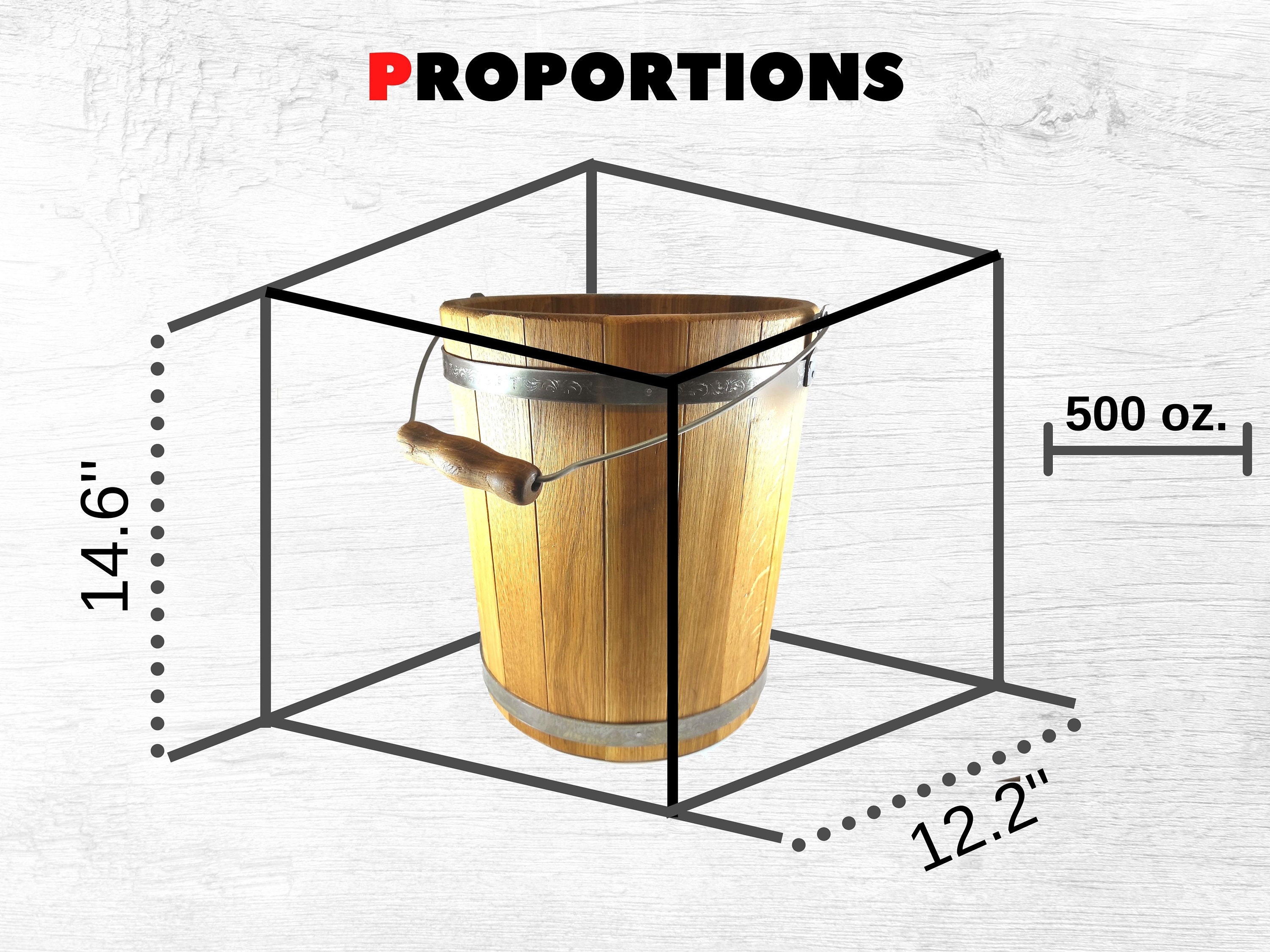 Wooden Solid Oak Bucket 15L Bath Crafting Supplies Handmade Etsy