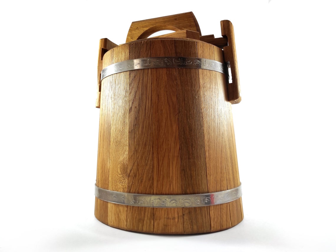 Oak Pickle Barrel 3L Wooden Bucket Solid Oak Barrel Lids - Etsy
