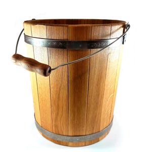 Wooden Bucket Oak Sauna Bucket And Ladle Sauna Accessories Wooden Water Bucket Sauna Supplies Kit Gift Personalized Home Decor Gift For Dad