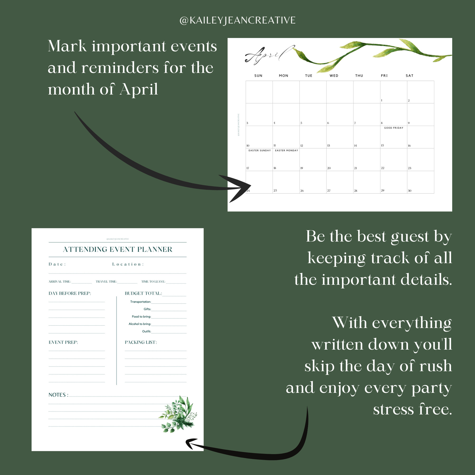 Easter Planner Printable BUNDLE, Printable Dinner Party Planner Kit ...
