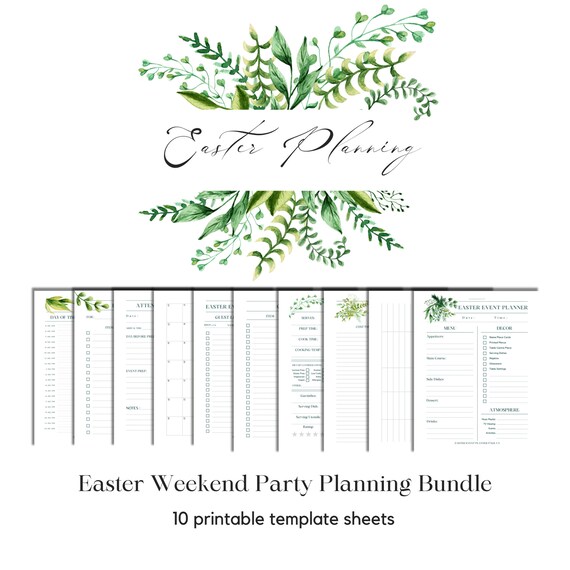 Easter Planner Printable BUNDLE Printable Dinner Party | Etsy