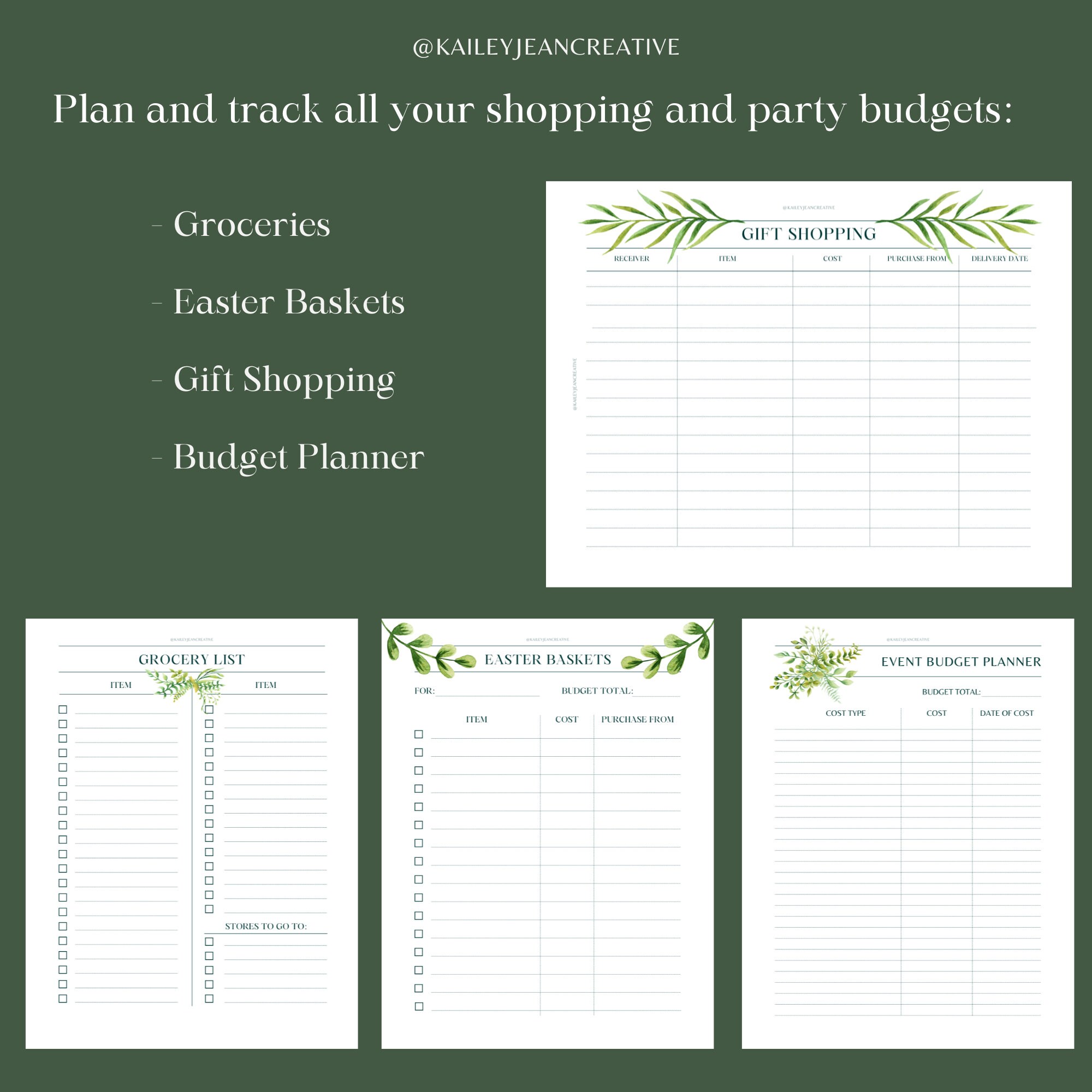 Easter Planner Printable BUNDLE, Printable Dinner Party Planner Kit ...