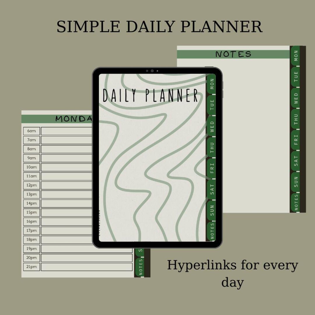Simple Daily Digital Planner for ADHD, Undated Goodnotes Calendar ...