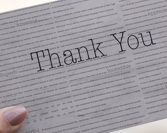 Newspaper Print Style Thank You Note Cards