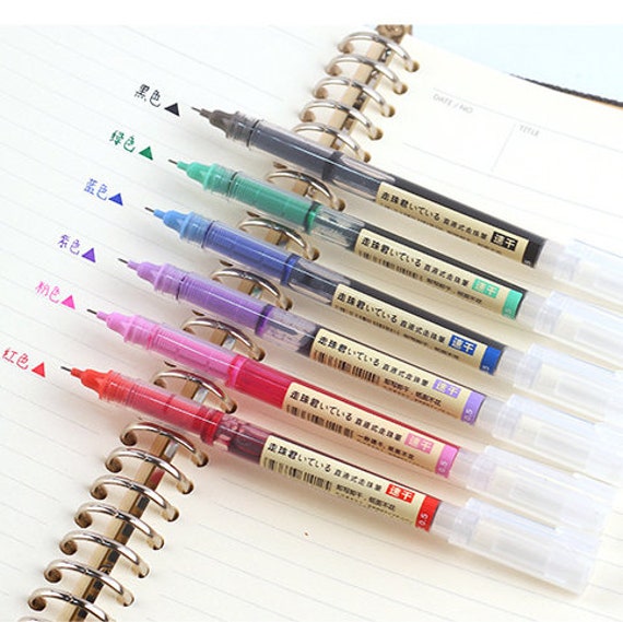 12 Colors Straight liquid Gel Pen Quick Drying Colorful Pens 0.5mm