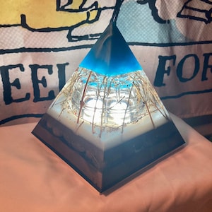 Nightlight Pyramid Light Winter Pyramid Resin Pyramid Nightlight Wintertime Bedroom Large 7 in. Gift Idea Decor