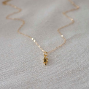 Gold Lightning Bolt Necklace: 14k Gold Filled Chain, Handmade