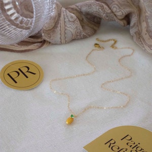 Gold Filled Lemon Necklace, Dainty Gold Necklace, Lemon Pendant Necklace
