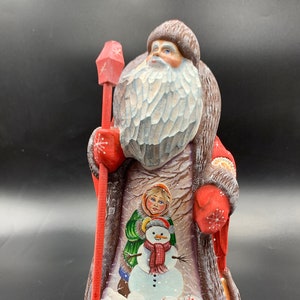 Wooden Carved Santa Claus / 9&quot; Height /Painted  Christmas decoration /Home decor /Family Present / Christmas gift #0087