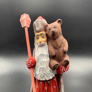 Wooden Carved Santa Claus / 8.2&quot; Height /Painted  Christmas decoration /Home decor /Family Present / Christmas gift #0045