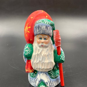 Wooden Carved Santa Claus / 5.1&quot; Height /Painted  Christmas decoration /Home decor /Family Present / Christmas gift #0013