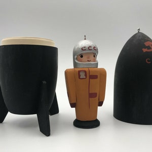 Muñeca de anidación de 6 "PROGRAMA espacial de la URSS Matryoshka coleccionable de madera pintada a mano Decoración del hogar Space Souvenir