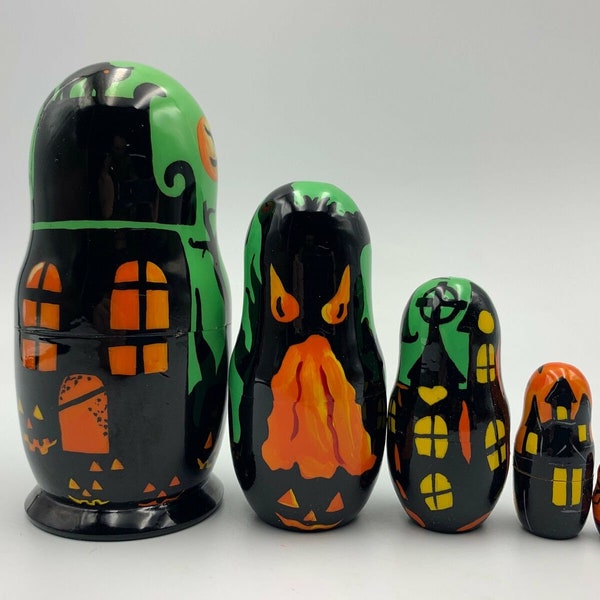 Halloween Nistpuppe 12 cm höhe handbemalt Matroschka Puppe 5 Stück lustiges Geschenk für die Kinder