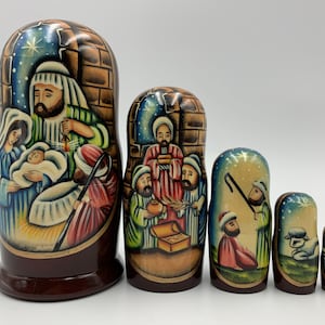 5&quot; Wooden Ukrainian Nativity Nesting Doll  Christmas decoration Home decor Gift for her Christmas gift