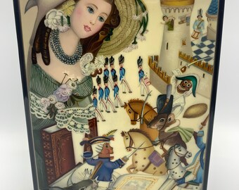 Magnificent  Fedoskino lacquer box &quot;Nutcracker&quot;  hand painted oil, papier mache, mother of pearl unique collectible box