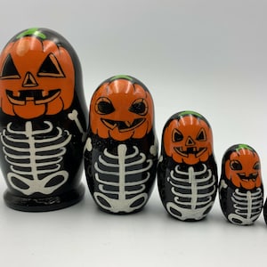 Halloween  nesting doll  4.7&quot; (12 cm) height hand painted matryoshka doll 5pieces  funny gift for kids