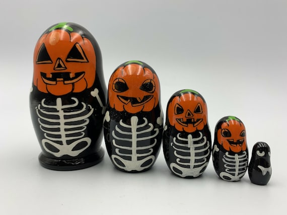 ハロウィン 入れ子人形 高さ4.7インチ (12 cm) 手描き ハロウィン 入れ子人形 高さ4.7インチ (12 cm) 手描き