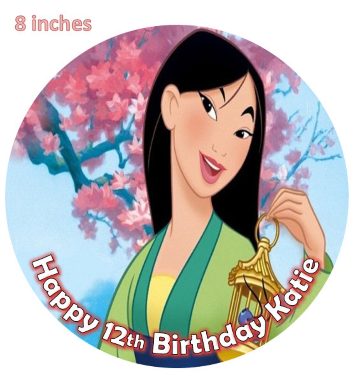Princess Mulan Personalised Message Birthday Cake Topper | Etsy