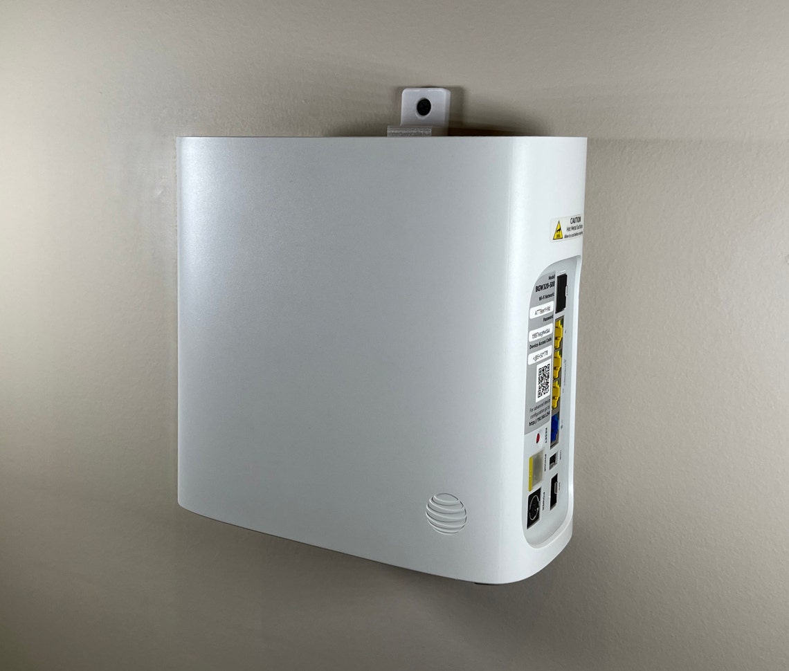 Wall Mount For AT&T BGW320 Modem - Heavy Duty Steel Mount With Power Brick Holder (White)