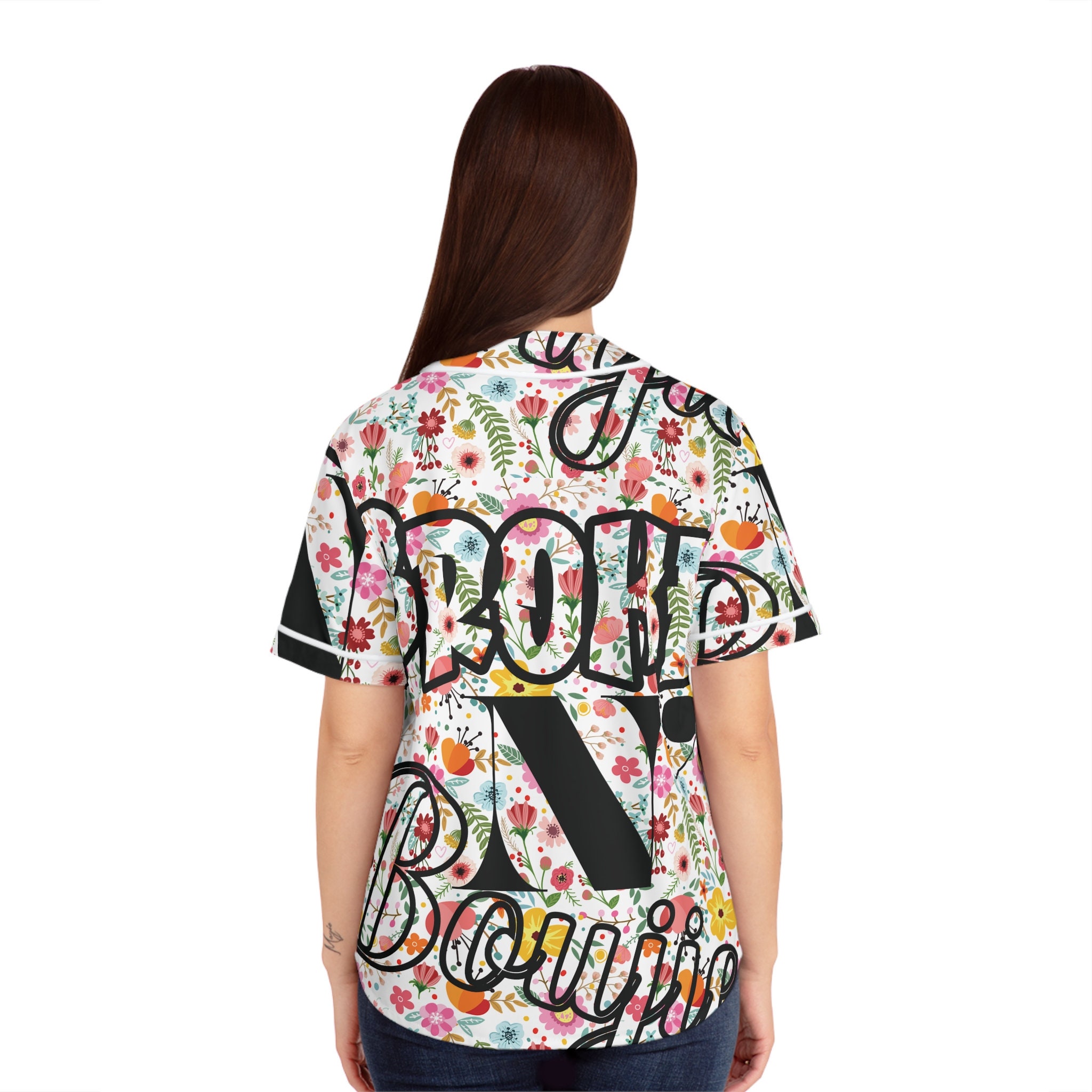 Flowers, Colorful Flower Design, Women's Baseball Jersey