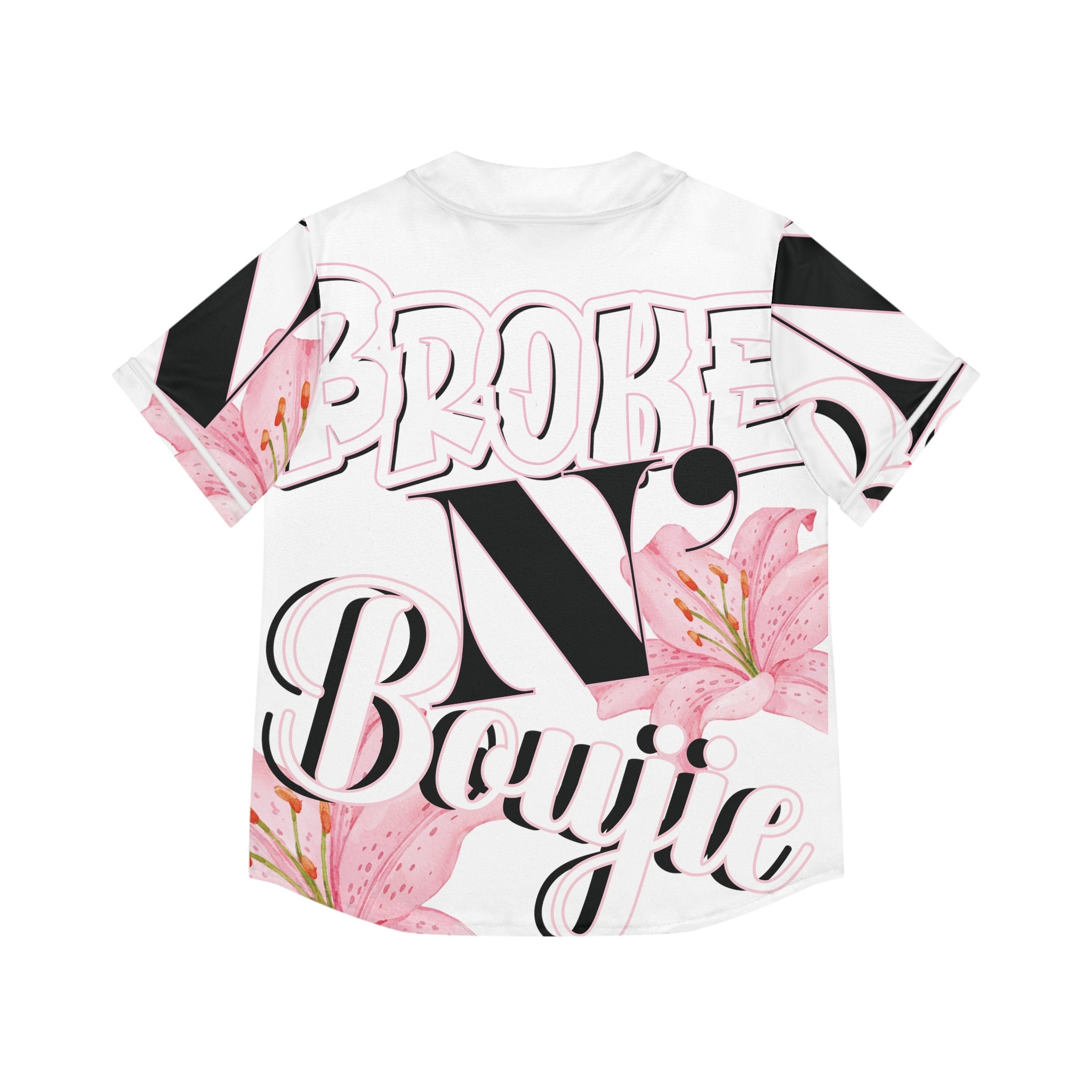 Pink Lily, Pink Flowers, Pink and Black Letters, Women's Baseball Jersey