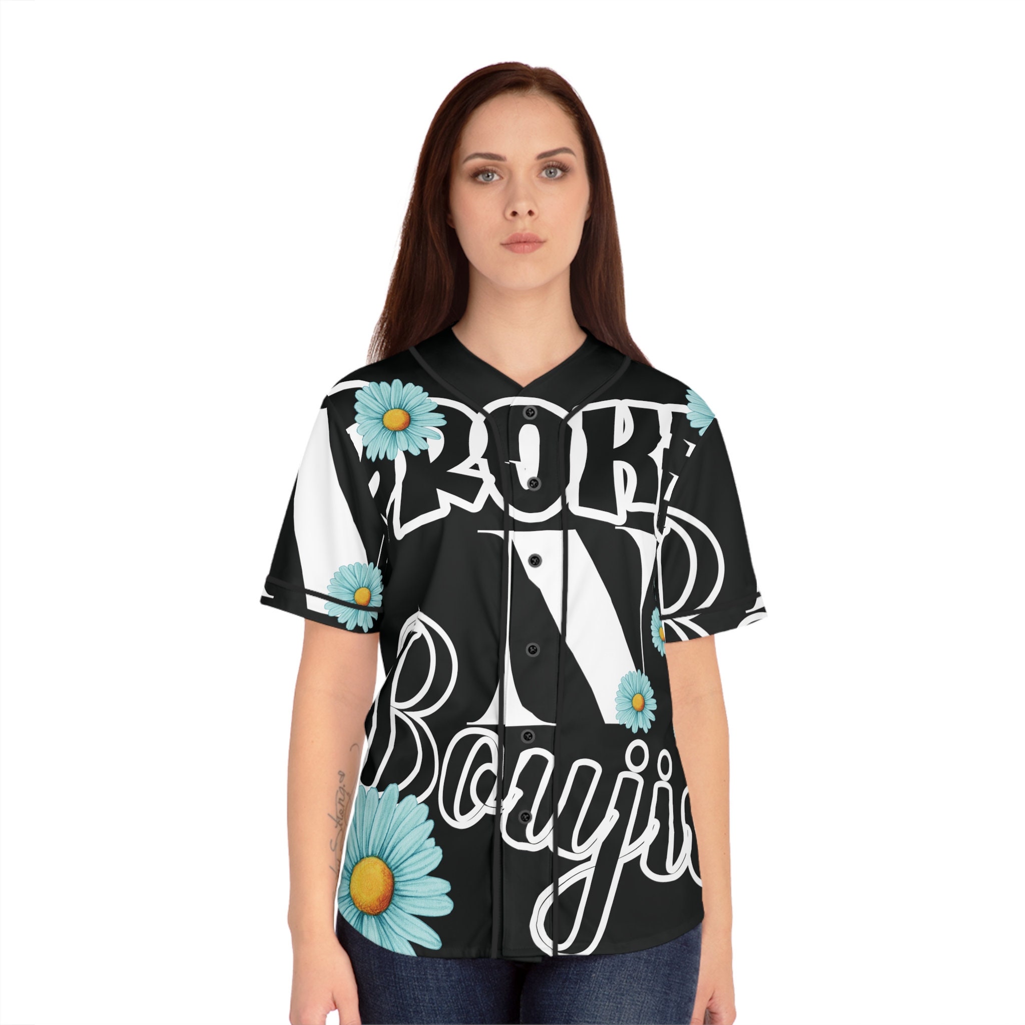 Blue Daisies, Blue Flowers Design, Words Broke and Boujie Print