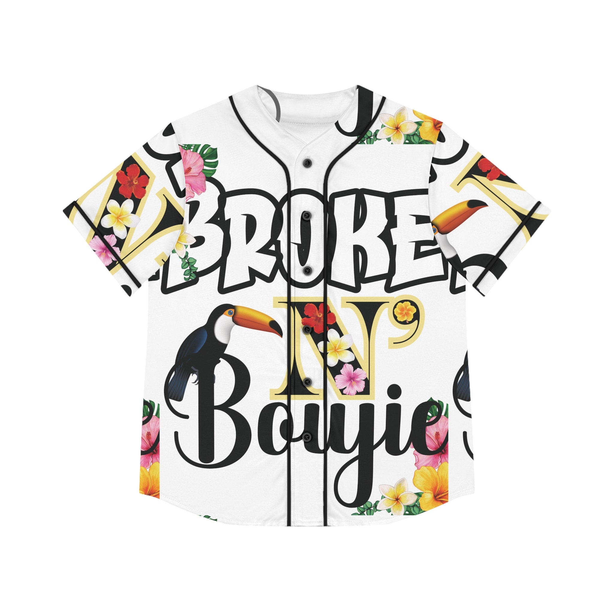 Tropical Bird, Tropical Flowers Design,  Women's Baseball Jersey